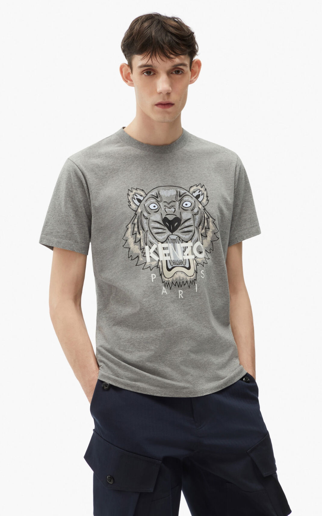 Kenzo Tiger Tişört Erkek Gri | 2391-EQSHN